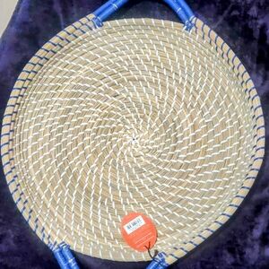 Handcrafted Natural and Blue Woven Basket